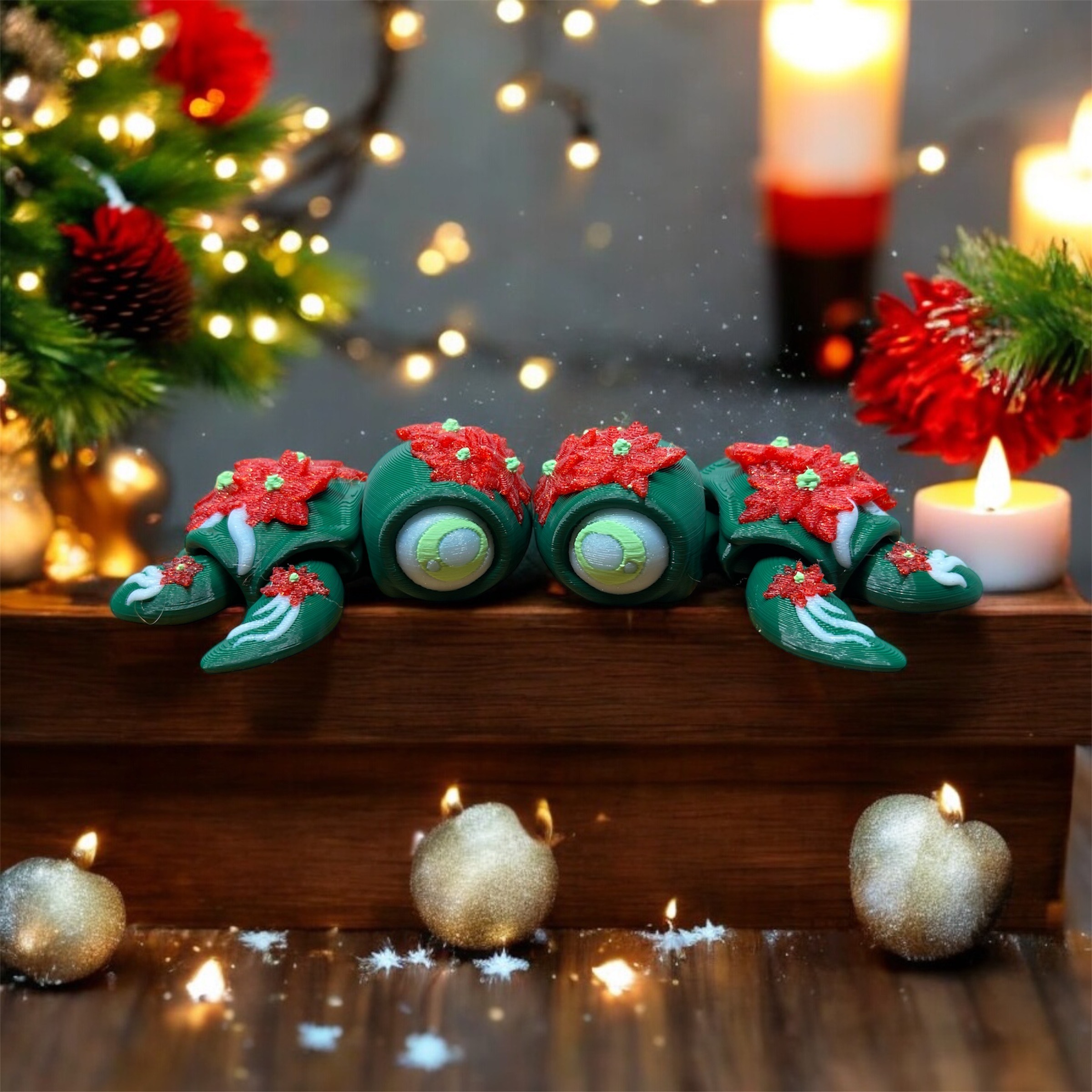 Christmas Poinsettia Turtle